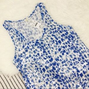 J. Crew Blue and White Sequin Tank Top